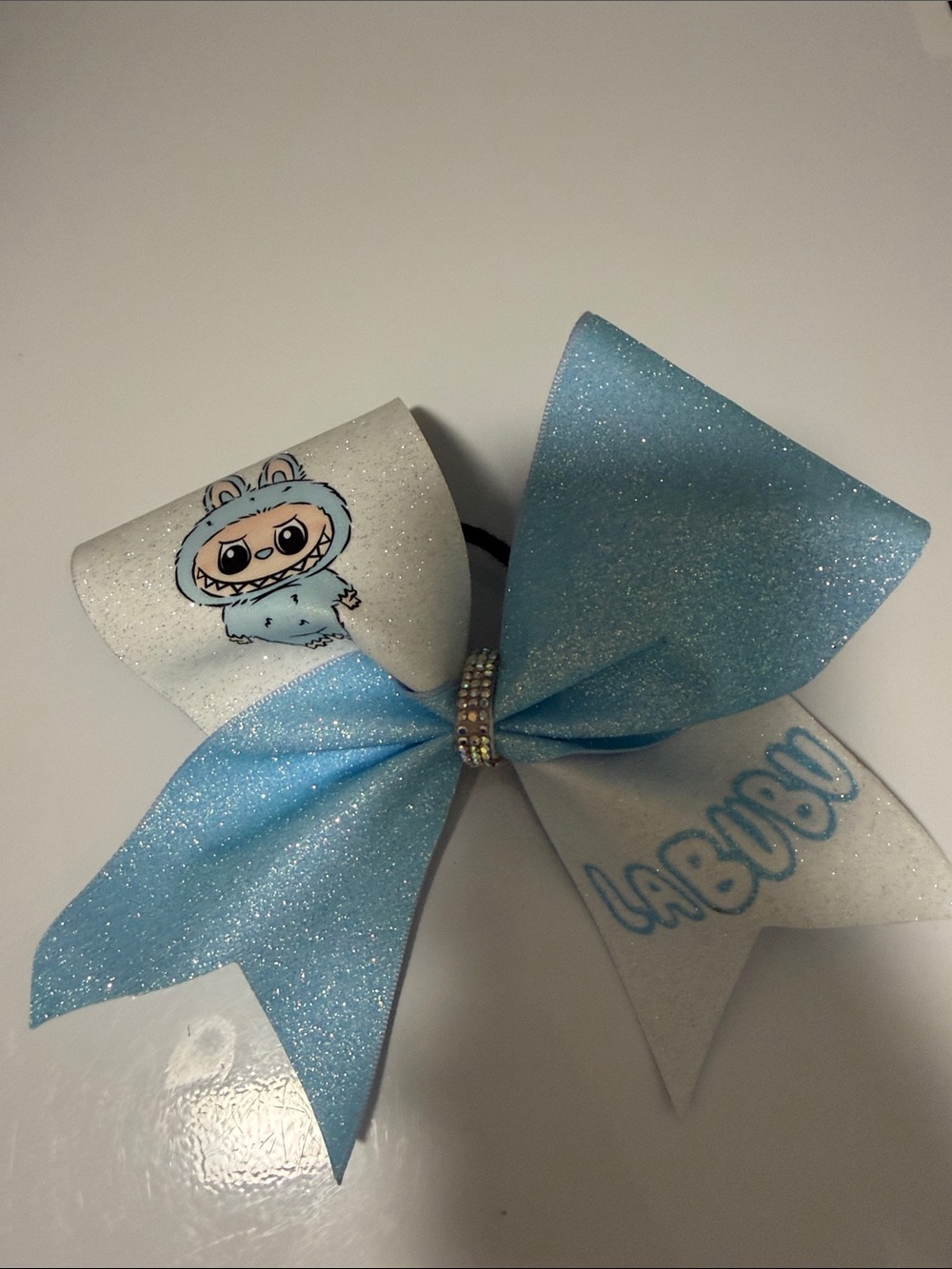 Labubu Light Blue & White Kids Hair Bow